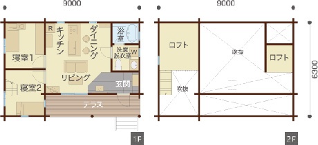 平屋20坪以下のロフトがある間取り図