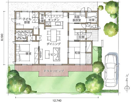 【平屋の間取りモデル】住友林業