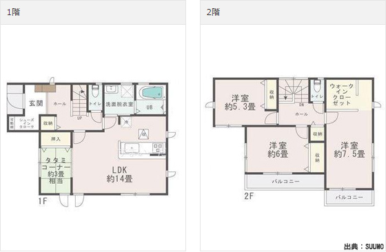 土地込み2000万円の注文住宅の家の間取り実例-間取り