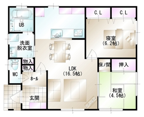 811万円のローコスト住宅×平屋( 間取り2LDK-20坪)間取り図