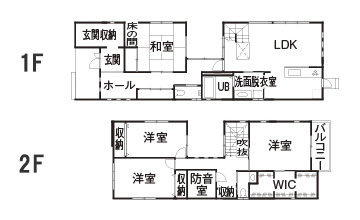 建築費用3,000万円の家の間取り実例3