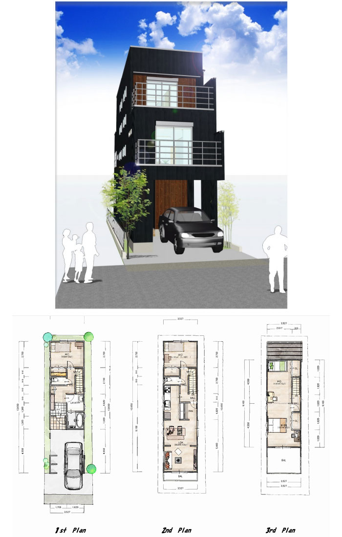 「3階建て住宅」の小さい家の間取りアイデア-スルガ建設が建てる小さな3階建ての家